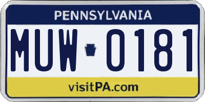 PA license plate MUW0181