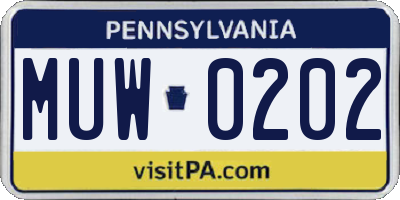 PA license plate MUW0202