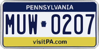 PA license plate MUW0207
