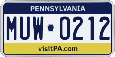 PA license plate MUW0212