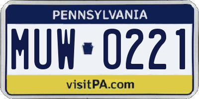 PA license plate MUW0221