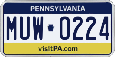 PA license plate MUW0224