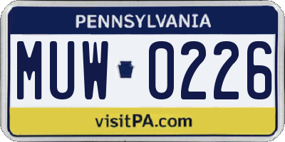 PA license plate MUW0226