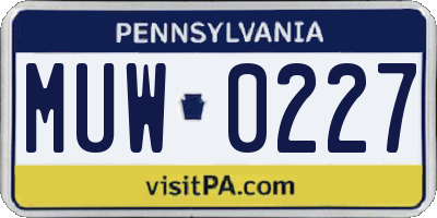PA license plate MUW0227