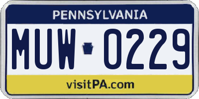 PA license plate MUW0229