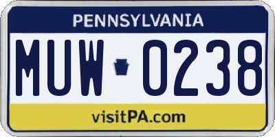 PA license plate MUW0238