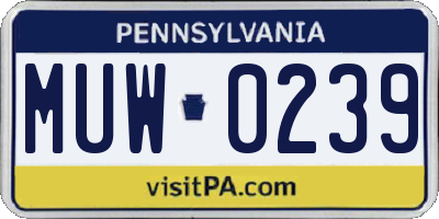 PA license plate MUW0239