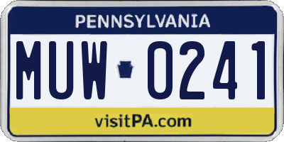 PA license plate MUW0241
