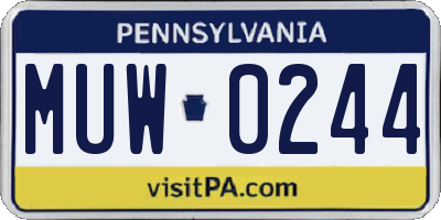 PA license plate MUW0244
