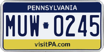 PA license plate MUW0245