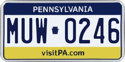 PA license plate MUW0246