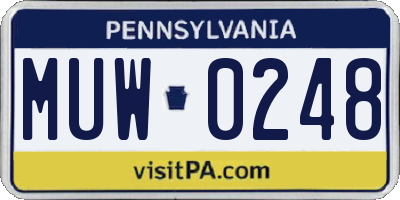 PA license plate MUW0248