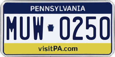 PA license plate MUW0250
