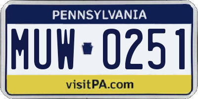 PA license plate MUW0251