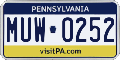 PA license plate MUW0252
