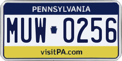 PA license plate MUW0256
