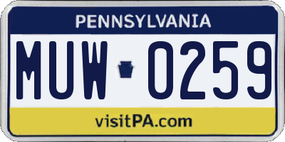 PA license plate MUW0259