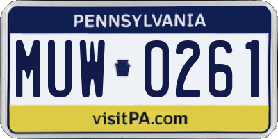 PA license plate MUW0261