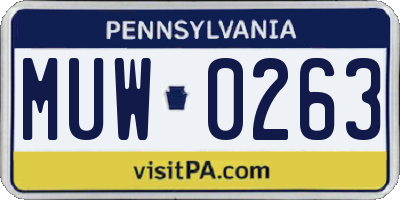 PA license plate MUW0263
