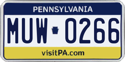PA license plate MUW0266