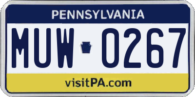 PA license plate MUW0267