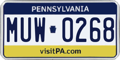 PA license plate MUW0268