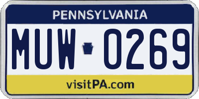 PA license plate MUW0269