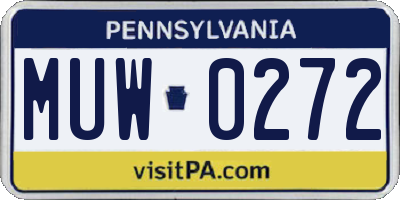 PA license plate MUW0272