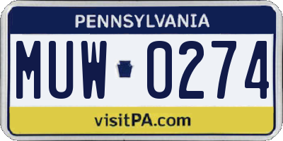 PA license plate MUW0274