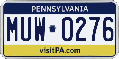 PA license plate MUW0276