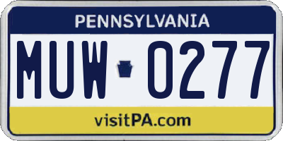 PA license plate MUW0277