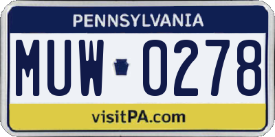 PA license plate MUW0278