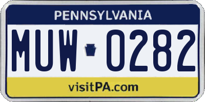 PA license plate MUW0282