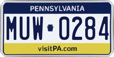 PA license plate MUW0284
