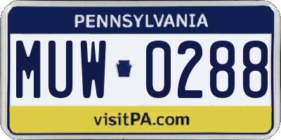 PA license plate MUW0288