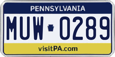 PA license plate MUW0289