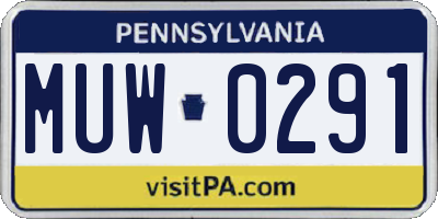 PA license plate MUW0291