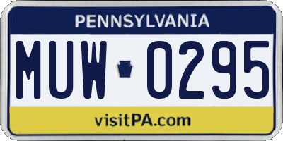PA license plate MUW0295