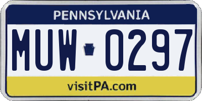 PA license plate MUW0297
