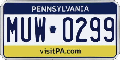 PA license plate MUW0299