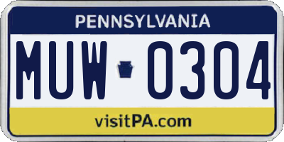 PA license plate MUW0304