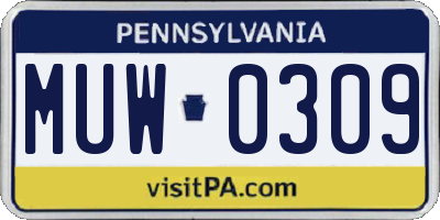 PA license plate MUW0309