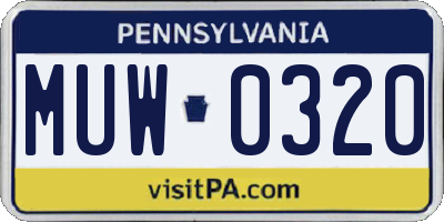 PA license plate MUW0320