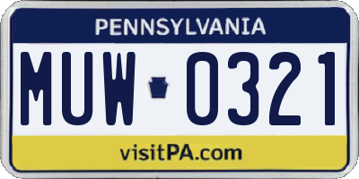 PA license plate MUW0321