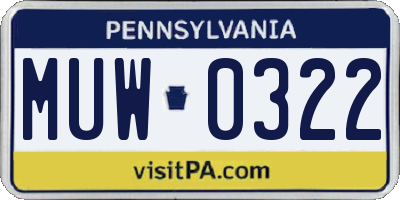 PA license plate MUW0322