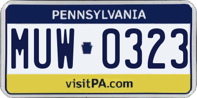 PA license plate MUW0323