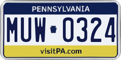 PA license plate MUW0324