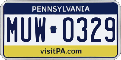 PA license plate MUW0329