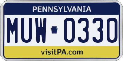 PA license plate MUW0330