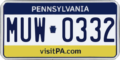 PA license plate MUW0332